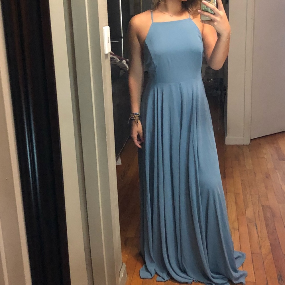 Muted baby blue flowy dress